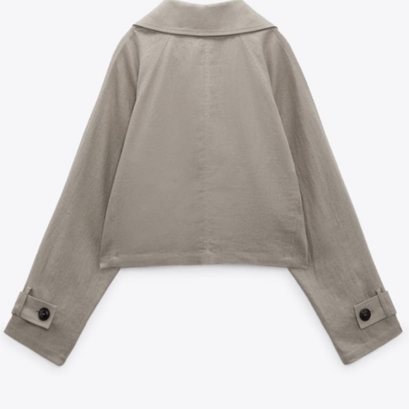 Zara CROPPED LINEN BLEND TRENCH - Picture 3 of 10